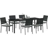  Vrtni set za objed 7 pcs Crna i svijetlo siva PE ratan | Eponuda.com
