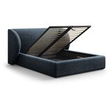 Micadoni Tamno plavi tapecirani bračni krevet s prostorom za odlaganje s podnicom 200x200 cm Miley – | shoptok.hr