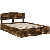  Krevetna konstrukcija s ladicama Dimljeni hrast 150 x 200 cm Smeđa 203 x 153 x 90 cm | Shoptok.si