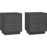The Living Store Nočna omarica 2 kosa siva 40x34x45 cm trdna borovina - Nočna Omarica, (21420886) | Shoptok.si