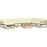  Set vanjskih sofa 9 pcs Bijela i krem Čvrsto drvo akacije | shoptok.hr