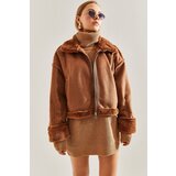 Bianco Lucci Women's Shearling Side Pockets Welt Suede Coat | Shoptok.si