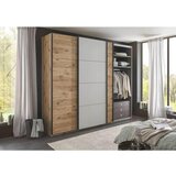 MID.YOU omara z drsnimi vrati, siva, barve hrasta | Shoptok.si