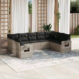 vidaXL 9-dijelni set vrtnih sofa od poliratana s jastucima svjetlosivi | shoptok.hr