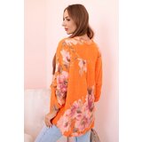 Kesi Włoski Women's cotton blouse with a floral pattern and buttons - orange | shoptok.hr