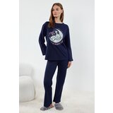 Trendyol Navy Blue 100% Cotton Galaxy Patterned Knitted Pajamas Set | Shoptok.si