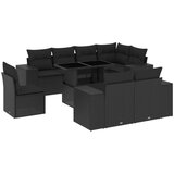  9-dijelni set vrtnih sofa s jastucima crni od poliratana | shoptok.hr