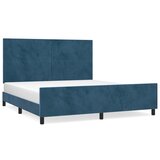 The Living Store Posteljni okvir z vzglavjem temno moder 180x200 cm žamet - Posteljni Okvir Z Vzglavjem, (21489661) | Shoptok.si