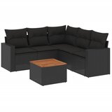  6-dijelni set vrtnih sofa s jastucima crni od poliratana | shoptok.hr