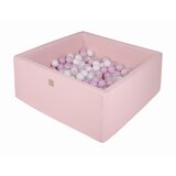 MeowBaby Square Ball Pool, 90x90x40 cm s 300 žogami, bombaž, roza: bela/pastelno roza/prozoren, (21333783) | Shoptok.si