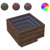 Furnova Stranska mizica z LED rjavi hrast 40x40x30 cm inženirski les, (21914837) | Shoptok.si