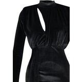 Trendyol Black Draped Detailed Velvet Dress | Shoptok.si