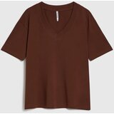 Marisse Brown V-Neck T-Shirt | shoptok.hr