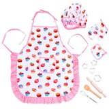  Dječji kuharski set s pregačom, kapom i priborom, ružičasti s kolačićima | shoptok.hr
