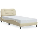 vidaXL Posteljni okvir z vzglavjem krem 90x200 cm blago | Shoptok.si
