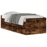 Maison Chic Posteljni okvir - Enojna postelja - Postelja za odrasle s predali dimljen hrast 100x200 cm, (21693707) Cene