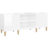 vidaXL Omarica za gramofonske plošče sijaj bela 121x38x48 cm inž. les | Shoptok.si