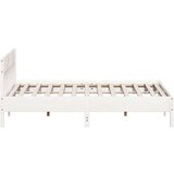  Okvir za krevet s uzglavljem bijeli 200x200 cm masivna borovina | shoptok.hr