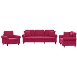  3-dijelni set sofa s jastucima crvena boja vina baršunasti | shoptok.hr