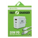 BAVITEL punjač 20W PD Usb A+ Type C +kabl Usb A/ Type C bela Cene
