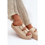 Boto Women's Platform Sandals with Golden Buckles Beige Zorila | Shoptok.si