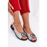 Boto Flat Sandals With Decoration Eco Leather Silver Lilria | Shoptok.si