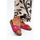 Boto Women's sandals with buckle on cork platform fuchsia Zavira Cene
