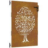  Vrtna vrata 85 x 125 cm od čelika COR-TEN s uzorkom stabla | shoptok.hr