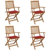 Maison Chic Zložljivi Vrtni Stoli - Stol za vrti 4 kosi z blazinami trden akacijev les JS2943, (21875818) | Shoptok.si