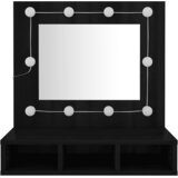 Ormarić s ogledalom i LED svjetlima crni 60 x 31,5 x 62 cm | Eponuda.com