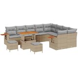  12-dijelni set vrtne sofe s jastučićima bež poli ratan akacija 3-dijelni set vrtne blagovaonice s jastučićima bež poli ratan ak | shoptok.hr
