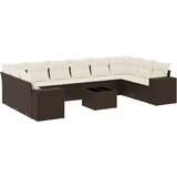  11-dijelni set vrtnih sofa od poliratana s jastucima smeđi | shoptok.hr