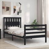 vidaXL Posteljni okvir z vzglavjem črn 90x200 cm trden les | Shoptok.si