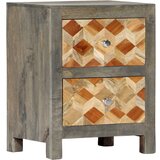 vidaXL Nočna omarica siva 40x30x50 cm trden mangov les Cene