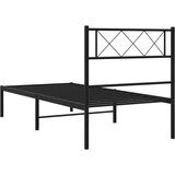 Metalni Kovinski posteljni okvir z vzglavjem črn 100x190 cm | Shoptok.si
