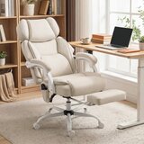 Uredska stolica s visokim naslonom vibracijskom masažom i grijanjem ergonomska nagibna s osloncem za noge krem ​​bijela | shoptok.hr