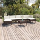 Maison Chic Seti vrtnega pohištva - Vrtna garnitura - Vrtni pohištvo set 8-delna z blazinami poli ratan rjava, (21799793) | Shoptok.si