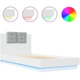  Okvir za krevet s uzglavljem i LED svjetlima bijeli 90x200 cm | shoptok.hr
