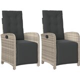  The Living Store Vrtni naslanjač z naslonom za noge 2 kosa svetlo siv poli ratan - Vrtni Naslanjač, (21451911) | Shoptok.si