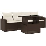  5-dijelni set vrtnih sofa s jastucima poliratan smeđi | shoptok.hr