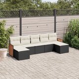 Maison Chic Seti vrtnega pohištva - Vrtna garnitura - Vrtni pohištvo set 7-delna z blazinami črn poli ratan, (21803139) | Shoptok.si