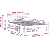  Krevetna konstrukcija Prirodna 140 x 200 cm Čvrsto borovo drvo | shoptok.hr