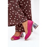Boto Leather pumps with decorative heel Fuchsia Lewski Shoes | Shoptok.si