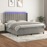 The Living Store Box spring postelja z vzmetnico LED svetlo siva 180x200cm žamet - Box Spring Postelja, (21491747) Cene