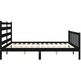 Okvir za krevet s uzglavljem crni 200 x 200 cm od masivnog drva | shoptok.hr
