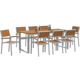 vidaXL set za obedovanje u vrtu 9 dijelova siva, ton drva metal | shoptok.hr