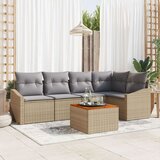  Set od 6 Vrtnih Sofa s Jastučićima Bež Poli Ratan Akacije | shoptok.hr