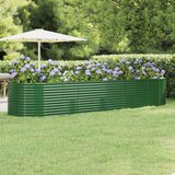 vidaXL Vrtna sadilica od čelika obloženog prahom 396x100x68 cm zelena | shoptok.hr