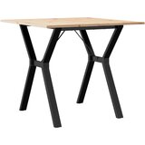  The Living Store Jedilna miza Y okvir 80x80x75 cm trdna borovina lito železo - Jedilna Miza, (21496313) | Shoptok.si