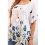 Kesi Włoski Women's cotton shirt with a floral pattern white | shoptok.hr